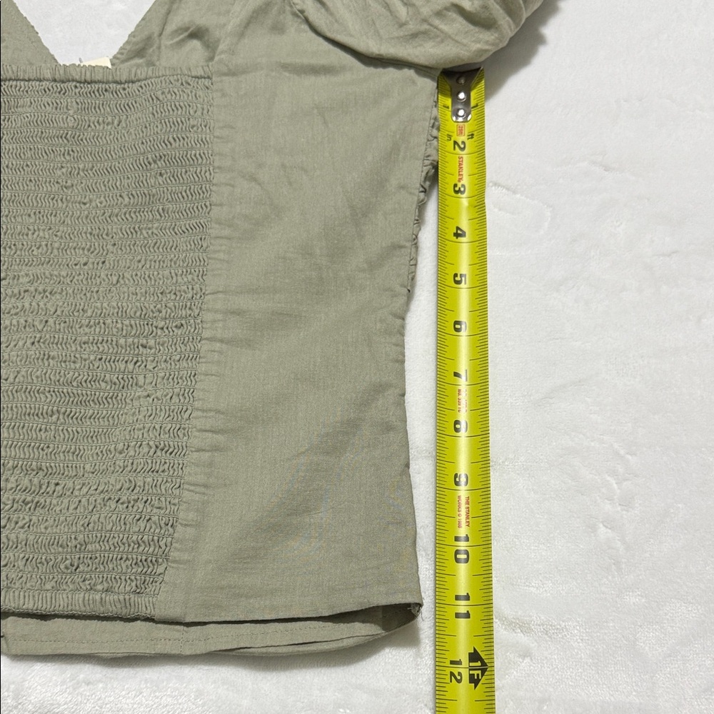 Abercrombie & Fitch Ruched Olive Blouse - Picture 13 of 13